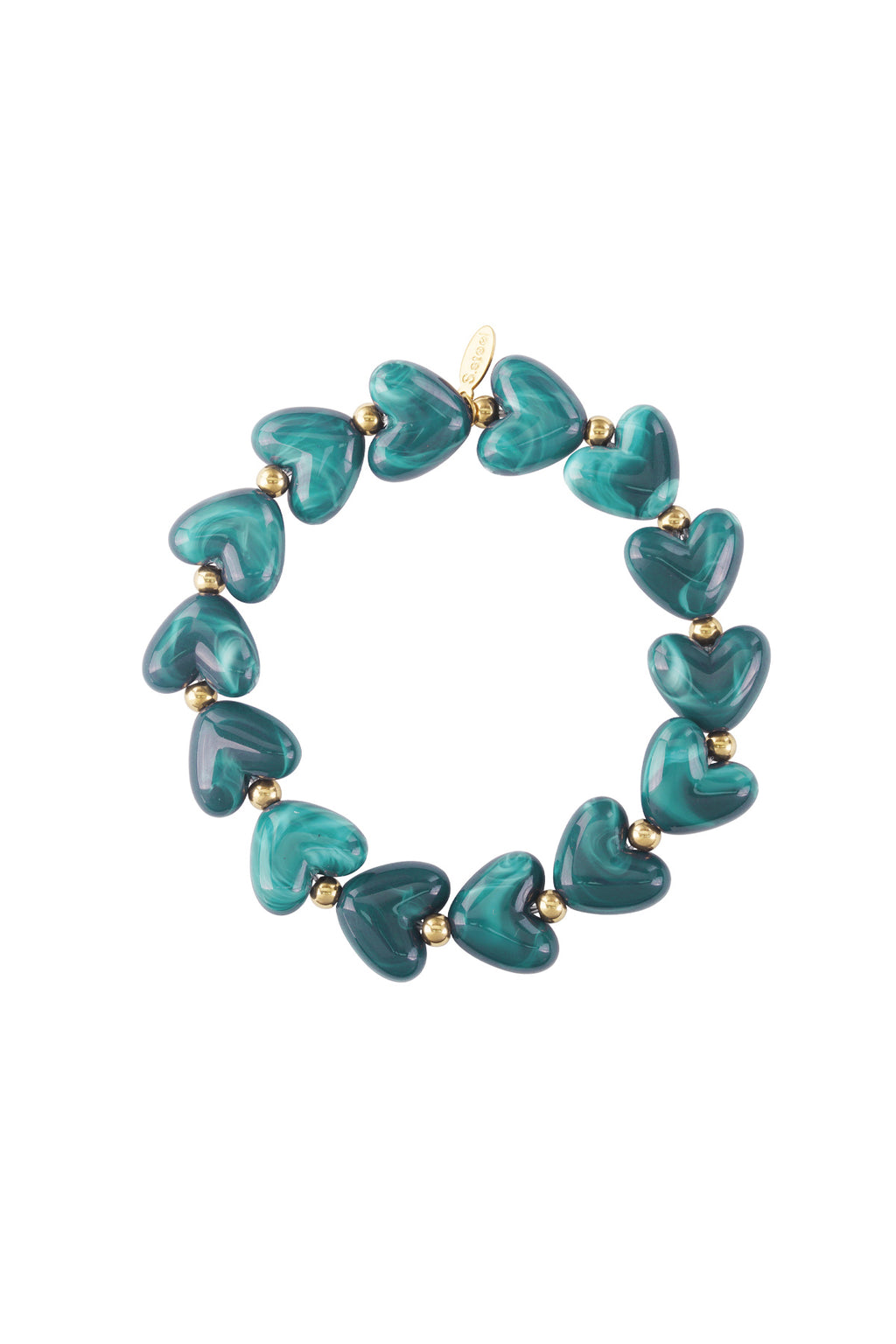 Elastic heart beaded bracelet