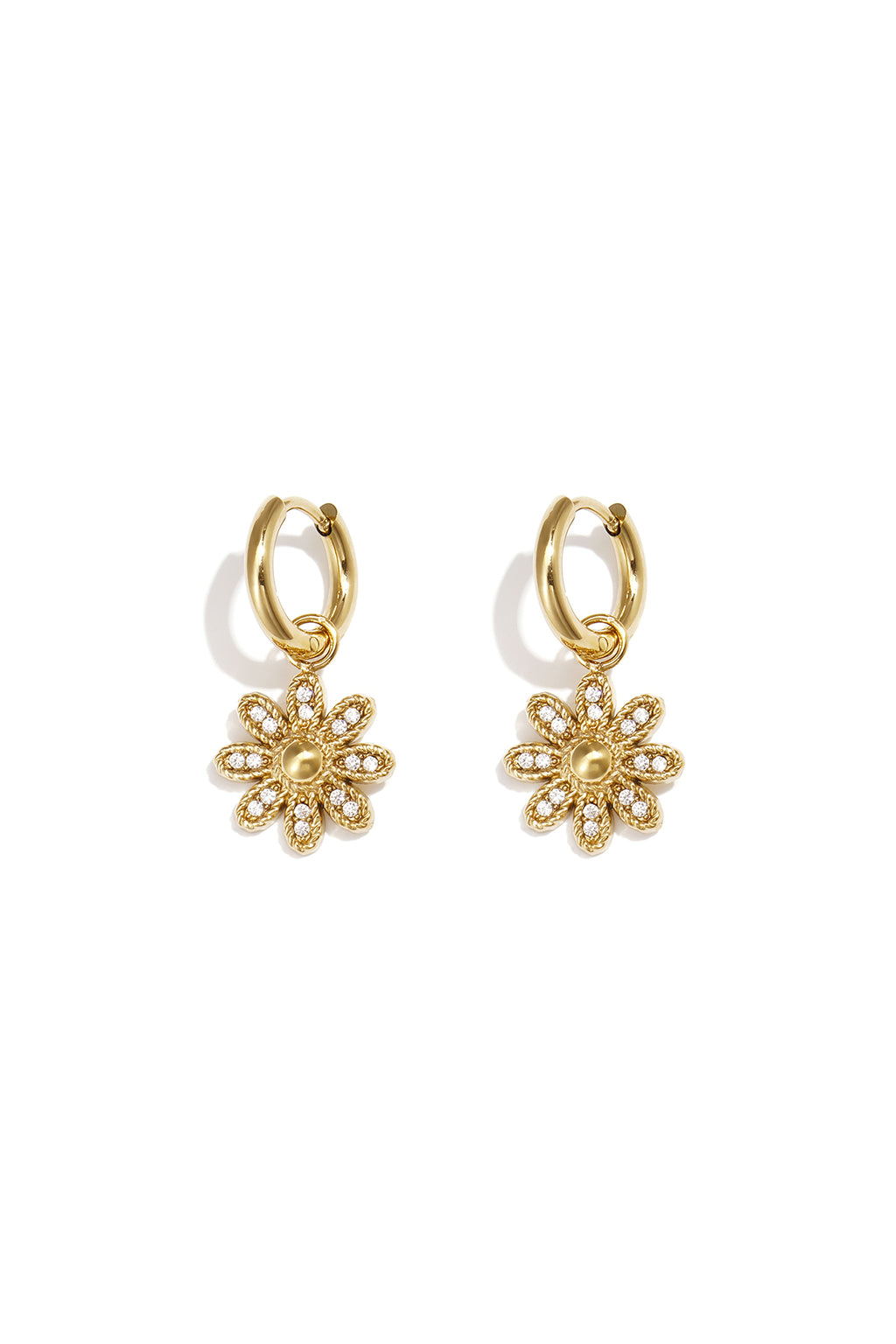 Earrings with decorated hanging flower