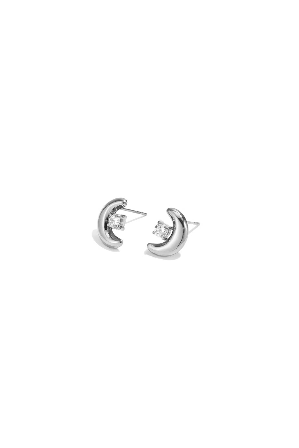 Stainless Steel Stud Earrings Moon Simple Daily Simple Series Women's jewelry