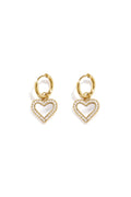 Earrings with dangling mother-of-pearl hearts